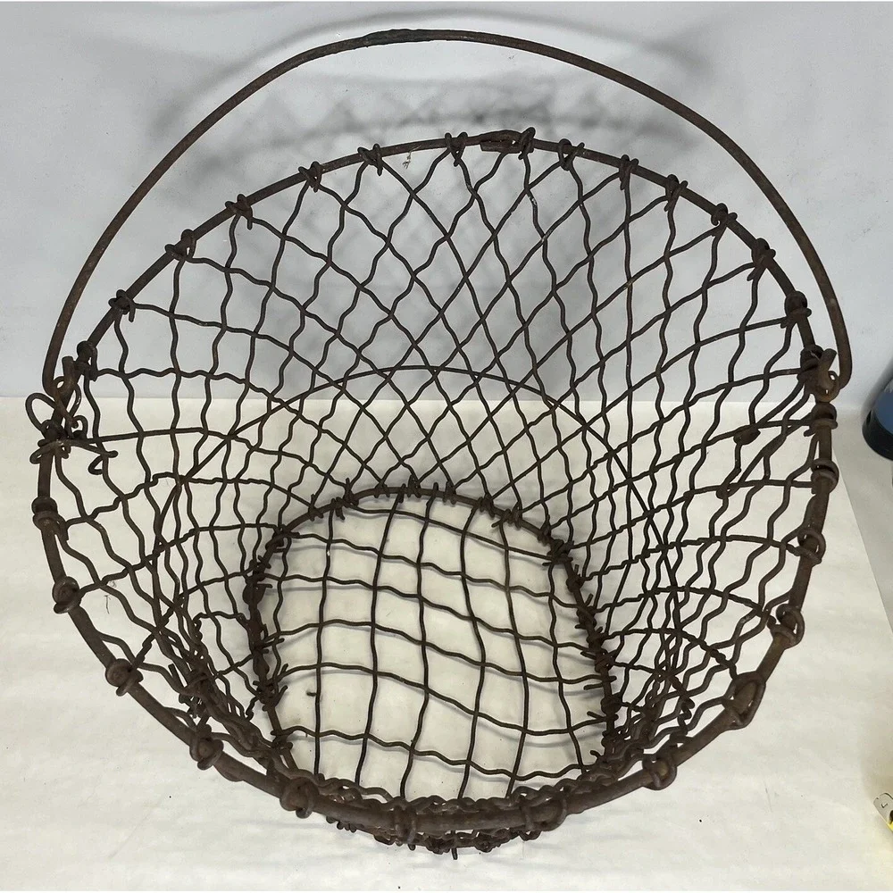 Vintage‎ American Industrial Wire Basket|Country Farmhouse Kitchen Decor